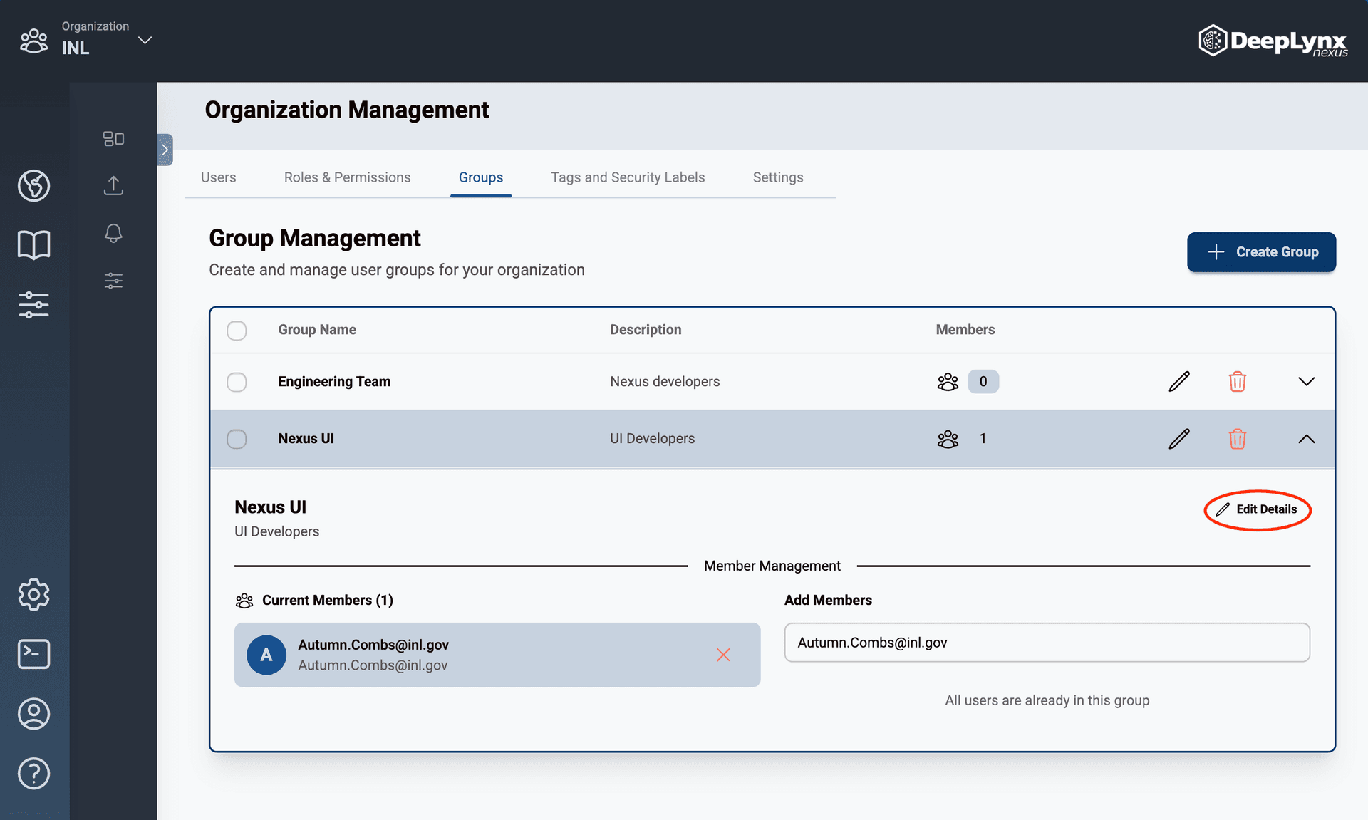 Edit Details Group UI